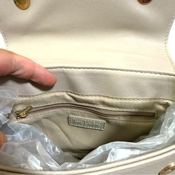 Cream Crossbody Bag with Gold Accents - Picture 4 of 6